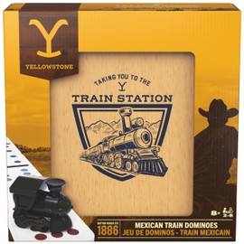 Spin Master Games, Yellowstone Mexican Train Dominoes Set, Classic Family Tile Board Game in Wood Case, Modern Dominoes Set for Adults with Trains, 2-8 Players, for Ages 8 & Up