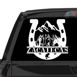 Zacatecas Sticker para Trocas De Rancho Calcomania para Carro Mexico Decals for Trucks Zacatecas Mexico Sticker Decal Diseño Ranchero con Caballos y Herradura (8", Zacatecas)