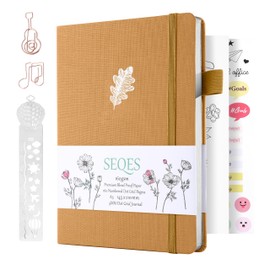 SeQeS Bullet Dotted Journal - A5 Dot Grid Notebook with pages number,160gsm Bleedproof Paper,Silver Edge for Personal Organizers,Bullet Journals, and journaling-Oak leaves