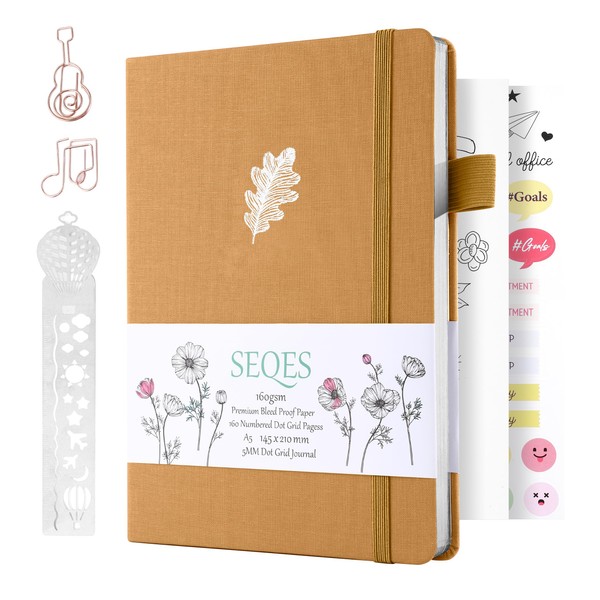 SeQeS Bullet Dotted Journal - A5 Dot Grid Notebook with