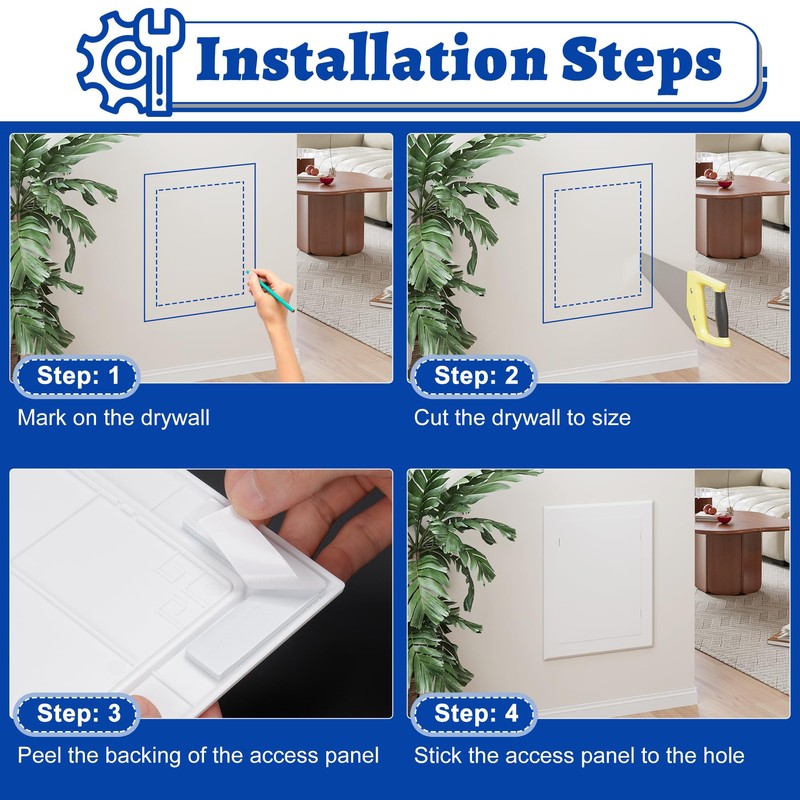 Wintcomfort Self Adhesive Access Panel for Drywall, 6 x 8