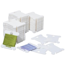 CABODYALS 120PCS White Plastic Embroidery Thread Cards Holder Floss Cross Stitch Friendship Bracelet String Sew Machine Organizer Yarn Bobbins Winder for Sewing Needlework Storage Diy Art Crafts