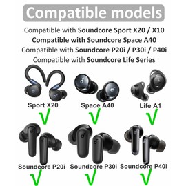 IiEXCEL for Soundcore Sport X20 Memory Foam Ear Tips, 6 Pairs Replacement S/M/L No Silicone Pain Comfortable Eartips Accessories Compatible with Soundcore P20i / P30i / P40i / Space A40 - Black
