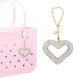 MAGNEECH Glitter Heart Shape for Bogg Bag Accessories Charms, Bling Cute Love Heart Charms Apply to Decorative Bogg Bag Handbags Beach Totes bags- Stylish Accessory for Bogg Bag Lovers (White)