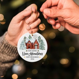 Fvviia New Home New Adventures New Memories 2024 Ceramic Christmas Ornament, New House Keepsake Gift, Homeowner Gift Ideas, Housewarming Gift, Christmas Tree Hanging Decorations…