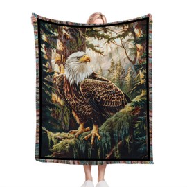 Bald Eagle Blanket American Bald Eagle Gifts Eagle Decor Pictures Soft Cozy Fleece Plush Warm Flannel Bedding Blanket for Men Girls Boys Kids Adults Couch Travel 40"x50"