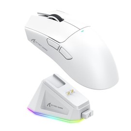ATTACK SHARK X11 Mouse Inalámbrico con Base de Carga RGB, Mouse Gamer Ultraligero para Juegos, 2.4 GHz/Bluetooth/USB-C de 3 Modos, 22000DPI, 5 Botones programables para PC/Mac (Blanco)