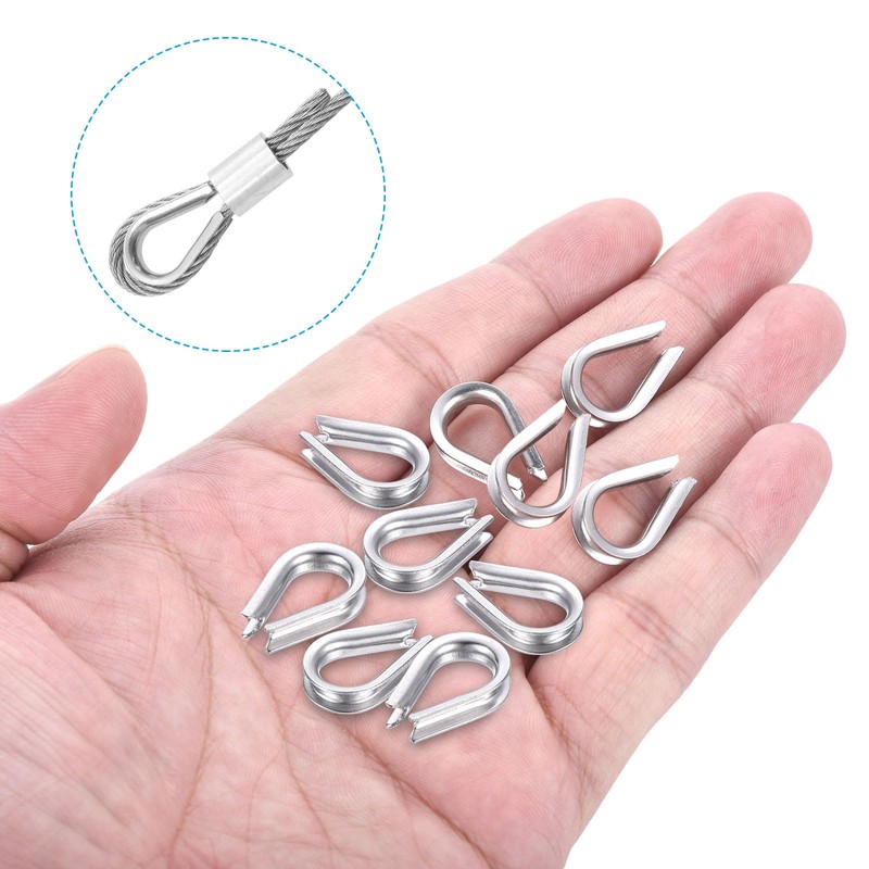 PATIKIL 2mm 1/16 Inch Wire Rope Thimble, 10Pack Cable Thimbles