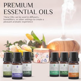Pursonic 100% Pure Essential Aromatherapy Oils Gift Set-6 Pack , 10ML(Eucalyptus, Lavender, Lemon grass, Orange, Peppermint, Tea Tree)