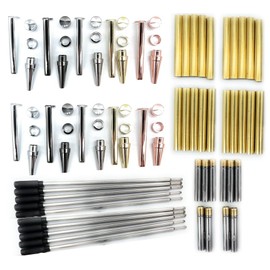Slimline Pen Kit for Wood Turning || 10 Pack with Multiple Finishes || 7mm Twist Pen Kit