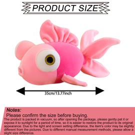 XiRiDa Pink Goldfish Stuffed Animal Simulation Fish Plush Toys Gift for Kids 13.7"