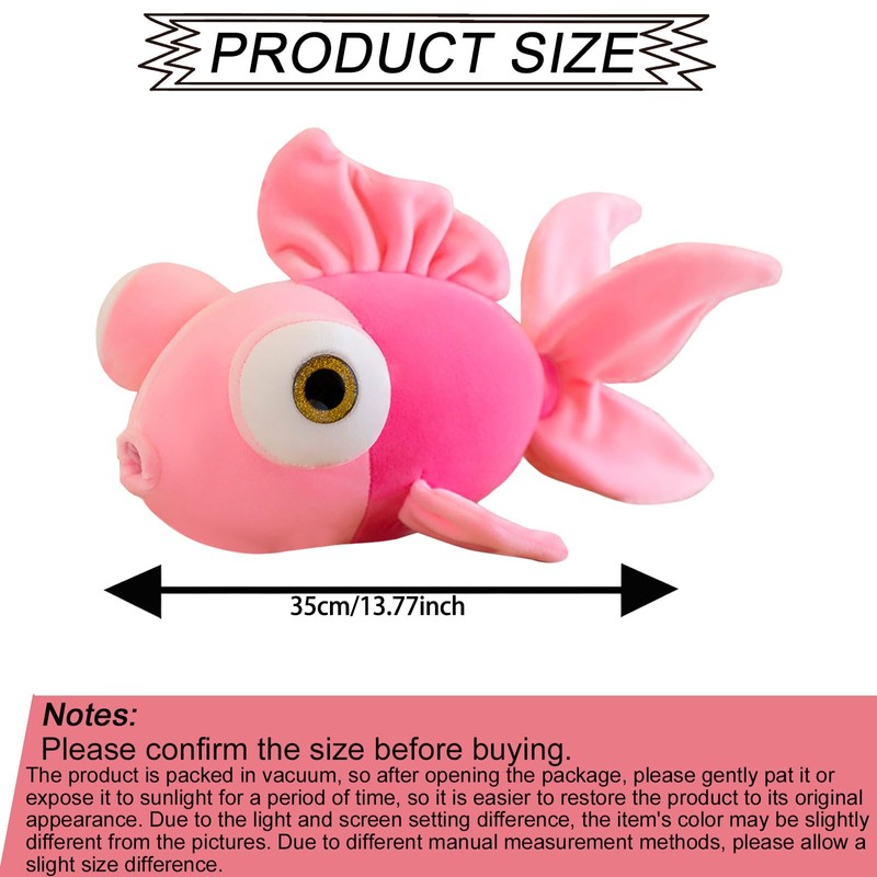 XiRiDa Pink Goldfish Stuffed Animal Simulation Fish Plush Toys Gift