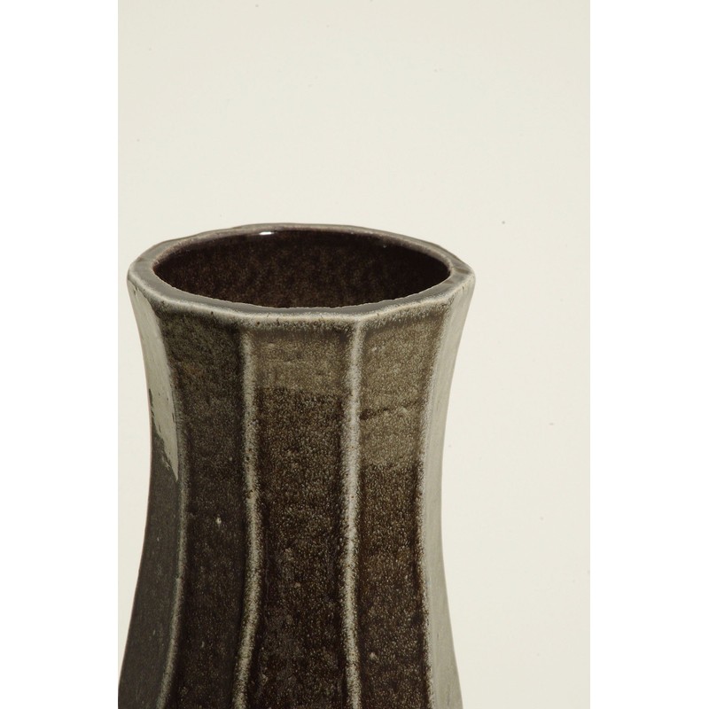 Shigaraki Ware MR-11-7234 Hechimon Vase Flower Base, Large Purple Flame