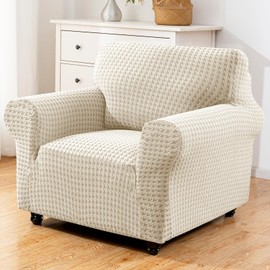 YSTELLAA Stretch Armchair Protector 1 Seater, Elastic Sofa Cover, Sofa Cover with Armrests, Sofa Protector Non-Slip, Universal Sofa Cover, Couch Covers Sofa Cover for Cat Dog, Beige