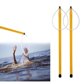 Telescopic Pool Rescue Hook with Pole,4ft-18ft Adjustable Duty Pool Pole,Adjustable Heavy Duty Fiberglass Telescoping Ring,Specialised Emergency Rescue Equipment for Drowning Victims ﻿ (217IN-Yellow)