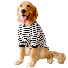 ANIAC Fleece Dog Sweater for Medium Dog,Striped Dog Shirt with Sleeves,Autumn Basic Dog Hoodies for Medium Dog, Warm Dog Sweatshirt,Winter Pet Clothes for Dog 44-55 LB (5XL, White)…