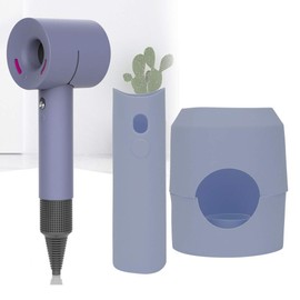 Funda Protectora de Silicona para Secador de Pelo para Secador de Pelo, Funda Protectora de Viaje Antiarañazos a Prueba de Golpes con Gotas de Polvo(Gris lavanda)
