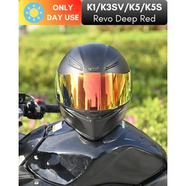 Logto Replacement Motorcycle Helmet Visor Compatible with K1 K3SV K5 K5-S Helmet Accessories (Revo Deep Red)