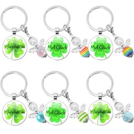 YouYuer 6 pieces lucky charm key fob, clover, you create the gift, good luck gifts, lucky charm exam, four-leaf clover key ring for women, girlfriend, colleagues, As shown in the picture