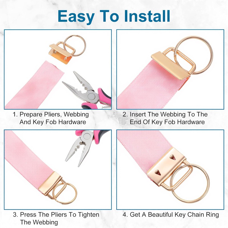100 PCS Key Fob Hardware, 1 Inch Keychain Hardware with