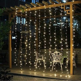 Twinkle Star Cortina De Cadena De 300 Luces Led Para Ventana, Boda, Hogar Color Blanco