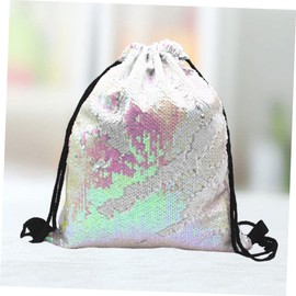 SHOWERORO Sequin Sackpack Drawstring Backpack Women Tote Bag Polyester Storage Overnight