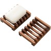 Vowupt 2PCS Wooden Soap Dish Self-Draining Holder Tray for Bathroom