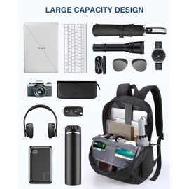 HOMIEE Lightweight Stylish Casual Backpack, Water-Resistant Daypack Unisex Laptop Bookbag, 14-Inch Laptop Backpack for Women & Men, Travel/School/Casual/Work Backpack, Black