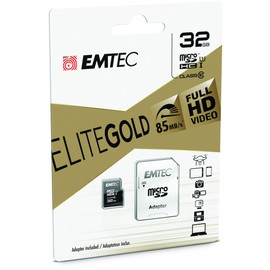 Emtec Class 10 32GB MicroSD Memory Card with SD Adapter, Gold
