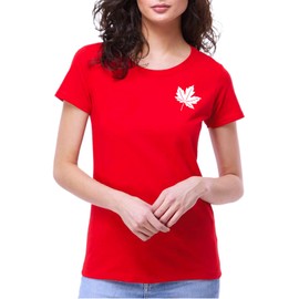 Canada Day Womens T-Shirt - Custom Handmade Double-Sided Canada Shirt for Women D (Red, M)
