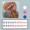 24 Pcs Pink Press on Nails Short Square,YIHONGYAN Fake Nails