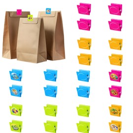 Mooisco 24 Pieces Magnetic Clips Metal Refrigerator Magnets Heavy Duty Clips with Cute Stickers Whiteboard Locker Magnets for Photos Paper Chips Teacher Must Haves Office School Supplies