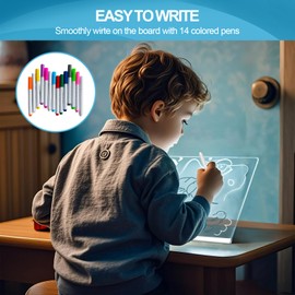 Upgrade LED Note Board with Colors,Acrylic Message Board with 7-Color Light,Light Up Dry Erase Board for Kids with Adjustable Stand 12 Colors Pen,Glow Memo Message Writing Drawing Board (8" X 8")