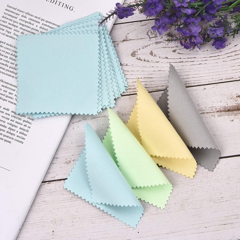 SEVENWELL 50pcs Jewelry Cleaning Cloth Gray Polishing Cloth for Sterling