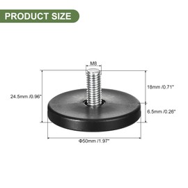 sourcing map M8 Thread Adjustable Furniture Levelers, 8Pcs M8x18mm Furniture Leveling Leg Screw in Threaded Furniture Glide Leveling for Table, Chair, Furniture Legs, Black