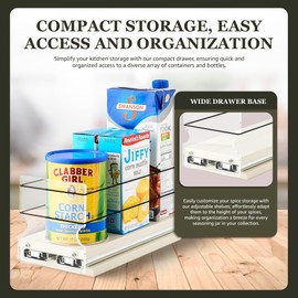 Vertical Spice - Sliding Spice Rack - Pull Out Spice Rack for Inside Cabinets, Sliding Shelves, Rack for Kitchen Cabinets - Made in USA - 1 Tier -10.6"D x 4.6" W x 5.0" H (Cream , Partially Assembled)