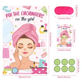 Hxezoc Hxezoc Spa Party Games Pin The Cucumbers on The Girl With 42 Pcs Cucumber Stickers, Large Spa Party Games Poster for Kids Girls Women Spa Birthday Party Carnival Party Supplies