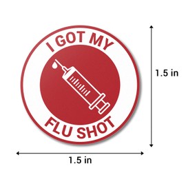 300 Labels, 1 Roll - I Got My Flu Shot Sticker - 1.5 inches, Round - Red Circle Dot Flu Shot Badge - I Got Vaccinated Stickers