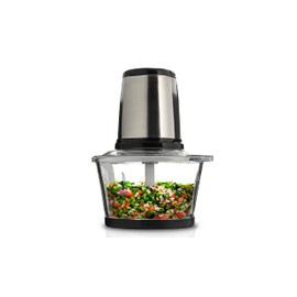Eternal Living Food Processors & Vegetable Chopper with Glass Bowl Ground Meat Vegetables Fruits Nuts Ice, Stainless Steel