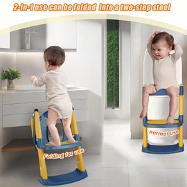 Potty Training Seat, Upgrade Toddler Toilet Seat for Toddler Toilet Seat Kids Boys Girls, 2 in 1 Potty Training 5-Position Adjustment with Suction Cup, Splash Guard Anti-Slip Pad Step Stool