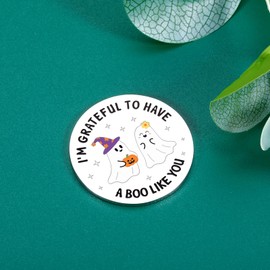 Boo Basket Stuffers for Him Her Ghost Halloweeen Gift for Women Men Spooky Basket Stuffers for Boyfriend Girlfriend Couple Anniversary Steel Gift White Elephant Christmas Pocket Hug Token Double Sided