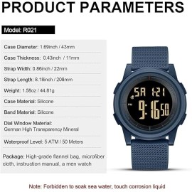 GOLDEN HOUR HANPOSH Mens Digital Watch Ultra Thin Minimalist Sports Waterproof-Pur