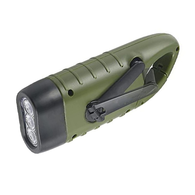 LED Portable Flashlight Multifunction Solar Charging Manual Power Generation Torch