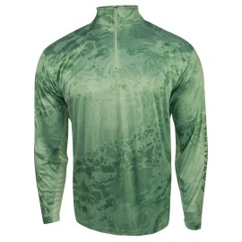Realtree Fishing Performance 1/4-Zip (L)- Lime Green/Spruce Stone