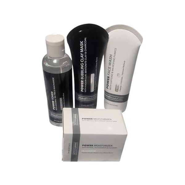 Skincare Set, Power Bubbling Clay Mask, Face Wash, Toner and