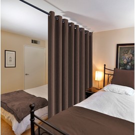 H.VERSAILTEX Room Darkening Linen Curtain for Bedroom / Living Room Extra Wide Blackout Curtains 100 x 84 Inches for Patio Glass Door, Primitive Textured Thick Linen Burlap Look Fabric, Cocoa Brown