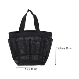 OATIPHO Seaside Mesh Bag Portable Toiletry Pouch for Travel Shower Bag for Beach Essentials Swim Accessories and Cosmetics Black