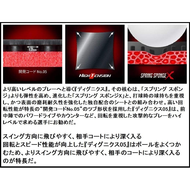 TAMASU Butterfly Table Tennis Rubber Dignics 05 High Tension Soft