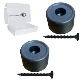 Citystores® 2 Pack 32mm Black Floor Wall Mounted Door Stopper Screw in Floor Stops Wall Stopper Rubber with Free Screws