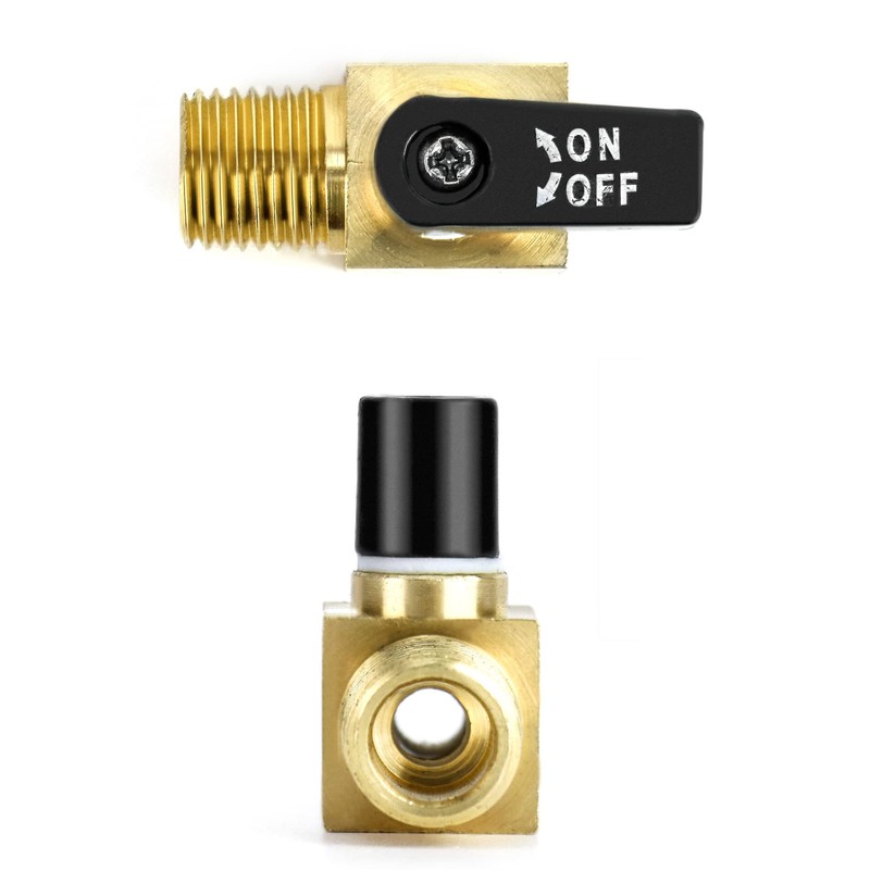 QWORK Air Compressor Valve, 2 Pack, Brass Mini Ball Valve,
